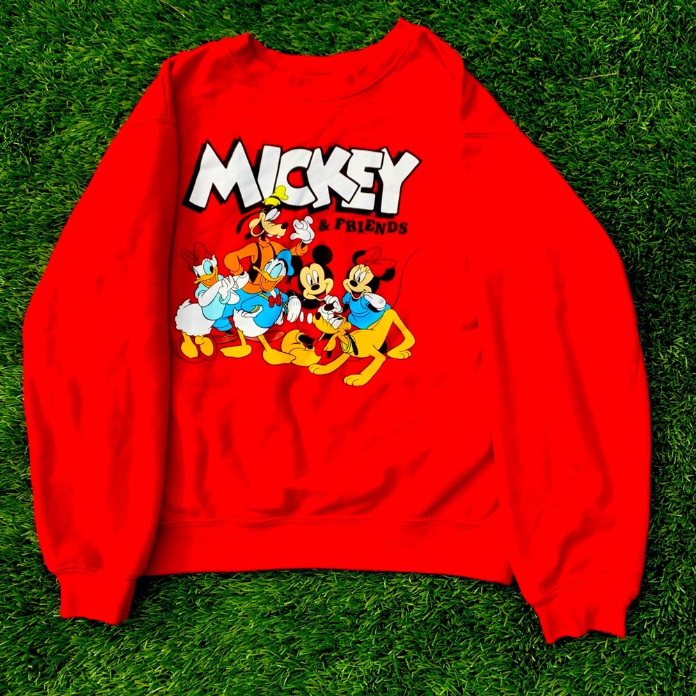 Red Mickey and Friends Crew Neck
